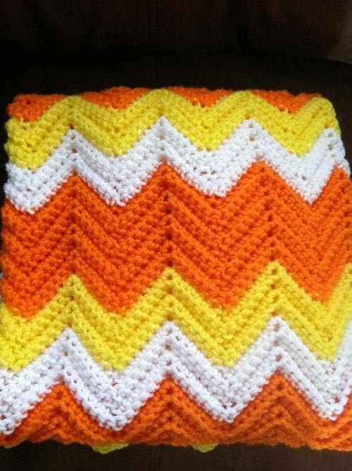 Candy Corn Chevron Crochet Afghan on Luulla